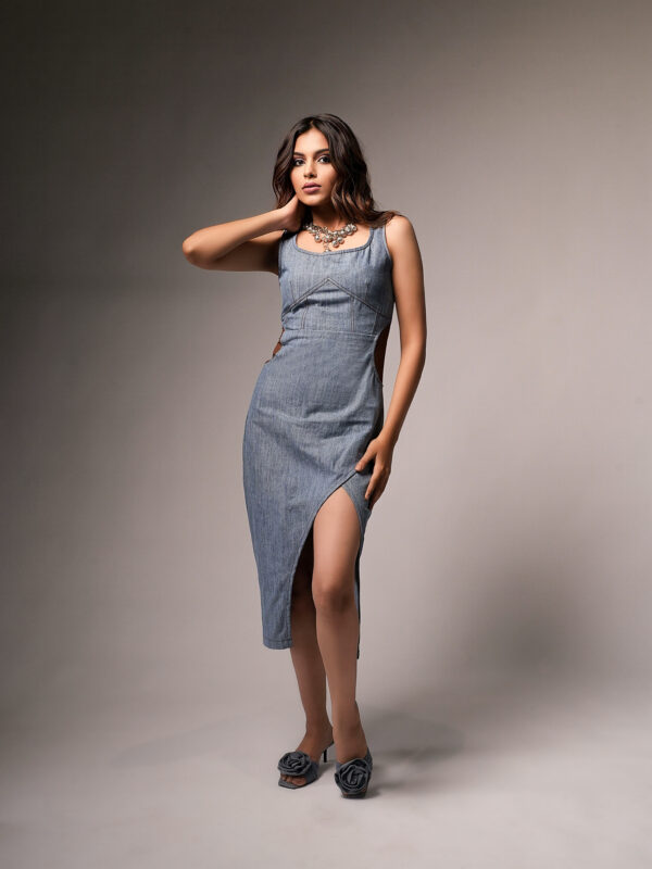 CUT-OUT DENIM DRESS